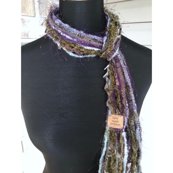 HANDMADE Necklace Scarf Lagoon Boho Fringe Eyelash Yarn Batik Fabric - Picture 3 of 4